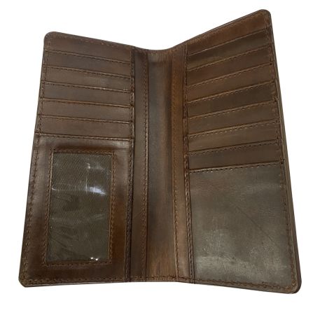 Brown Faux Alligator Hair on Cowhide Bi-fold Wallet #3